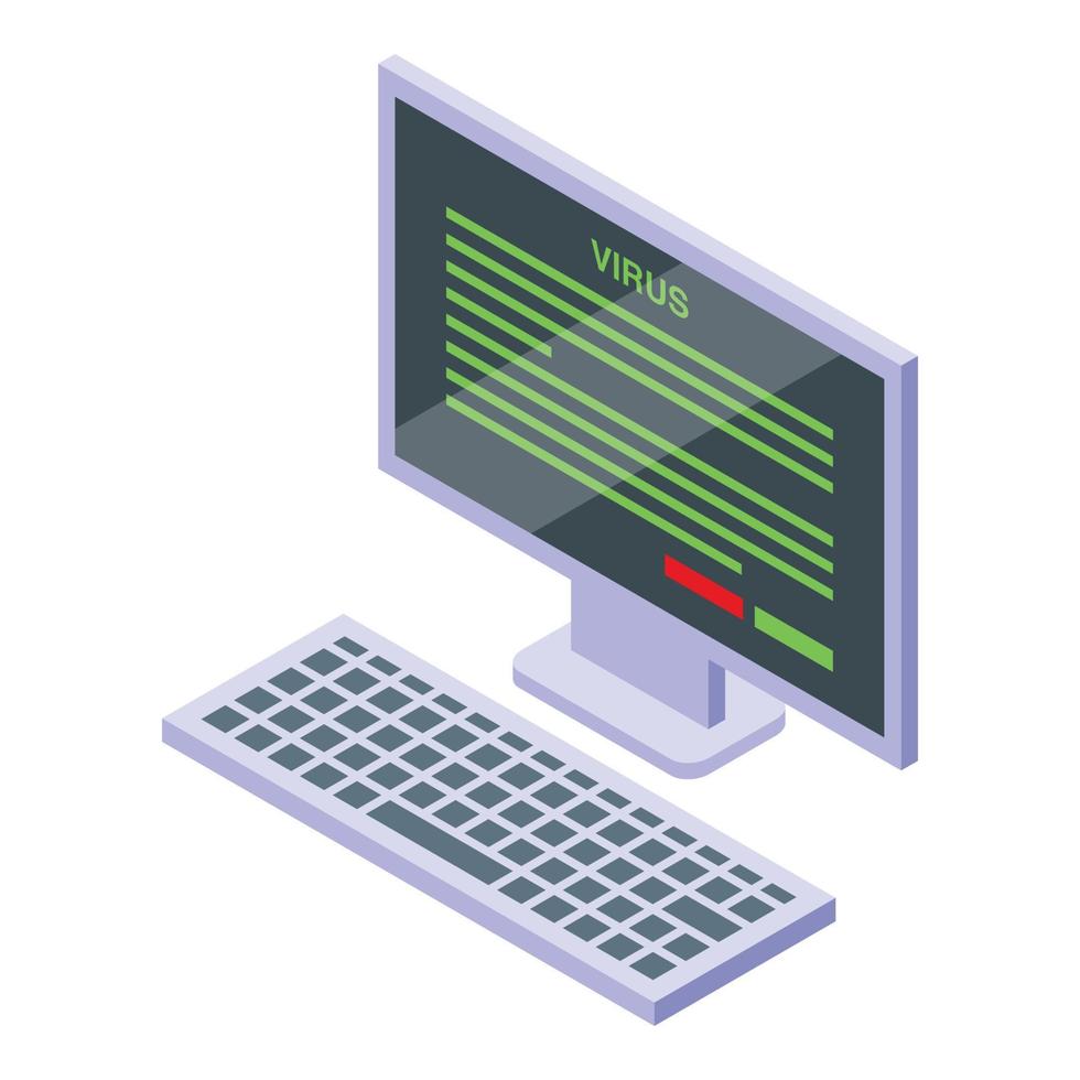 Malware computer icon, isometric style vector