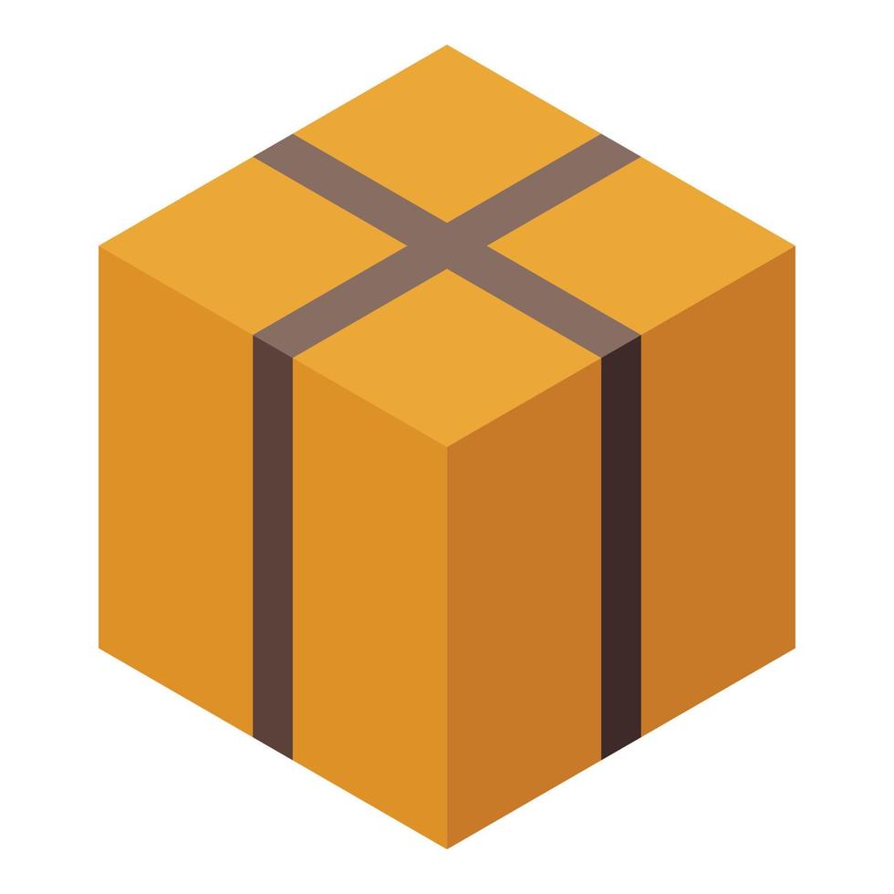 Parcel delivery carton box icon, isometric style vector
