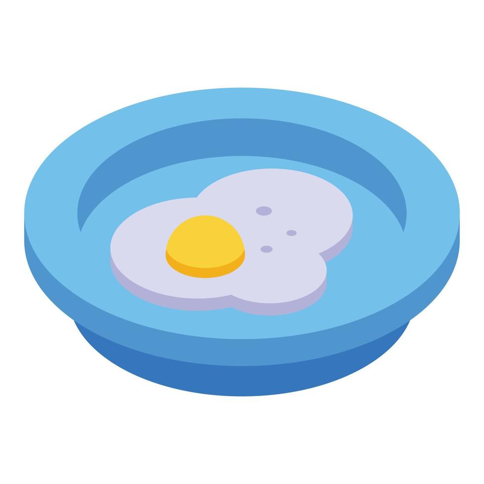 Plate fried egg icon, isometric style vector