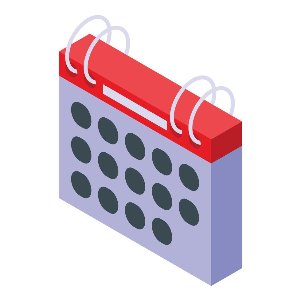 Self-care calendar icon, isometric style vector