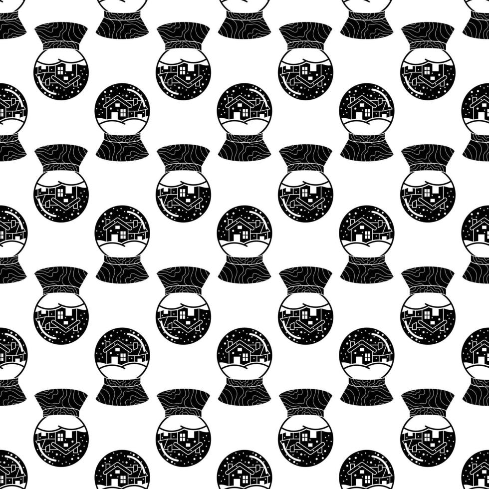 Snow globe house pattern seamless vector