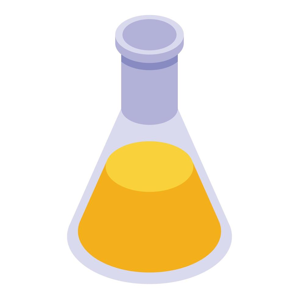 Yellow flask essential oils icon, isometric style vector