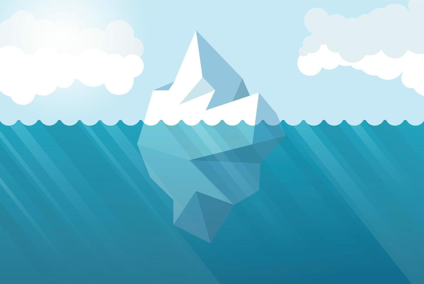 Underwater iceberg icon in flat style. Berg seascape vector illustration on isolated background. Antarctica ecology sign business concept.