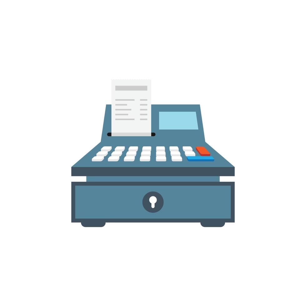 Cash machine icon in flat style. Electronic payment vector illustration on isolated background. Cashier sign business concept.