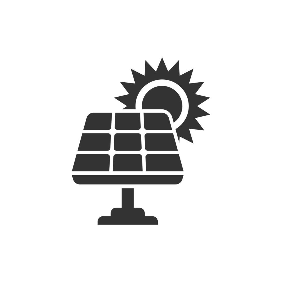 icono de panel solar en estilo plano. Ilustración de vector de energía ecología sobre fondo blanco aislado. concepto de negocio de signo de electricista.