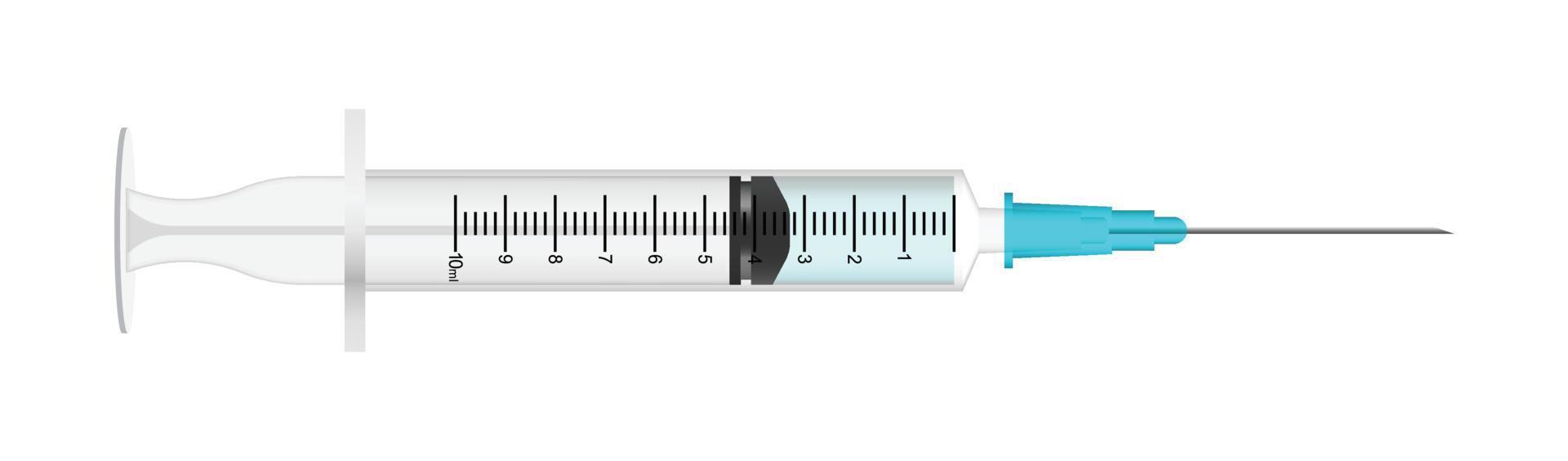 Realistic syringe icon in flat style. Coronavirus vaccine inject vector illustration on isolated background. Vaccination sign business concept.