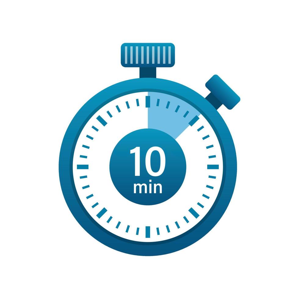 Ilustración de icono de cronómetro 10 minutos en estilo plano. Ilustración de vector de temporizador sobre fondo aislado. concepto de negocio de señal de alarma de tiempo.