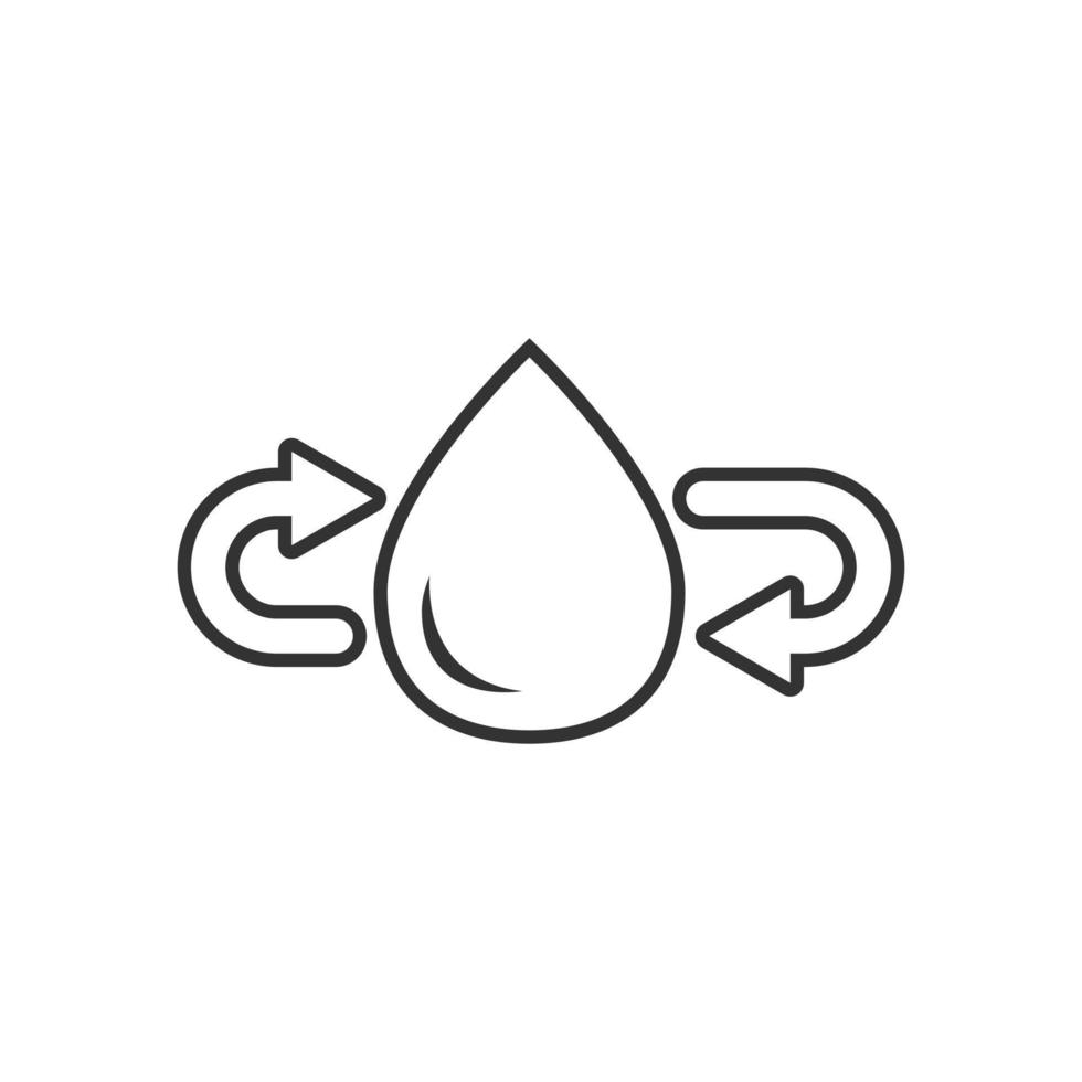 Water drop icon in flat style. Droplet vector illustration on white isolated background. Recycle sign business concept.