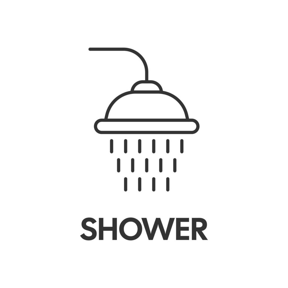 Shower head icon in flat style. Bathroom hygienic vector illustration on isolated background. Bathing sign business concept.