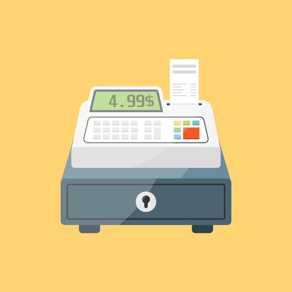 Cash machine icon in flat style. Electronic payment vector illustration on isolated background. Cashier sign business concept.