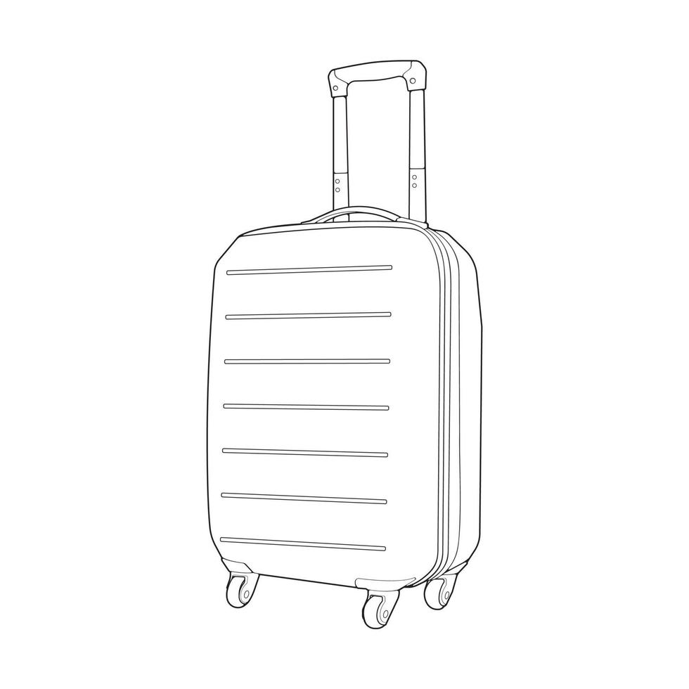 Suitcase isolated outline. Vector outline for coloring book. Vector illustration suitcase on white background.