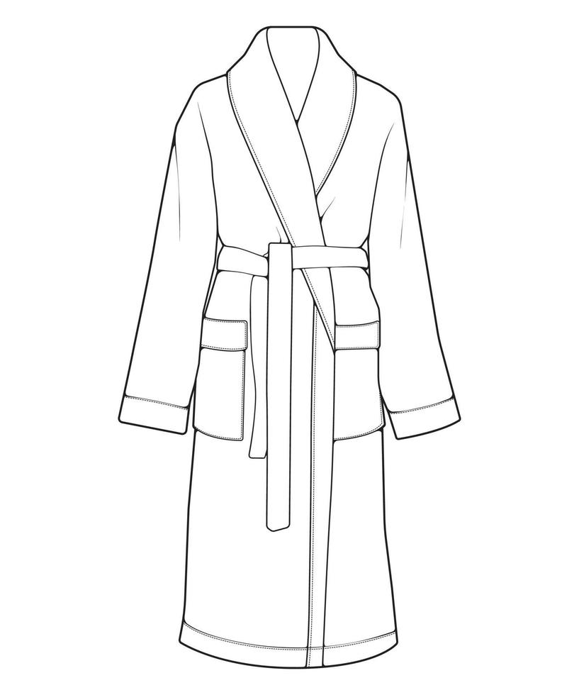 Bathrobe vector lineart .Outline vector bathrobe isolated on white background for coloring book.