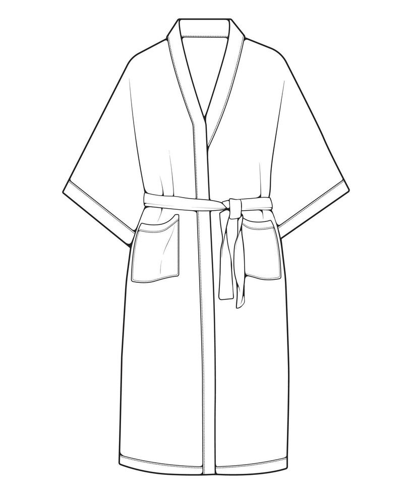 Bathrobe vector lineart .Outline vector bathrobe isolated on white background for coloring book.