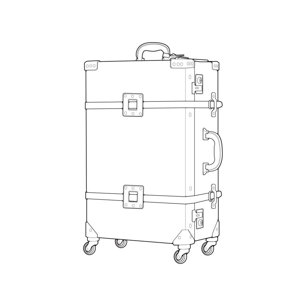 Suitcase isolated outline. Vector outline for coloring book. Vector illustration suitcase on white background.