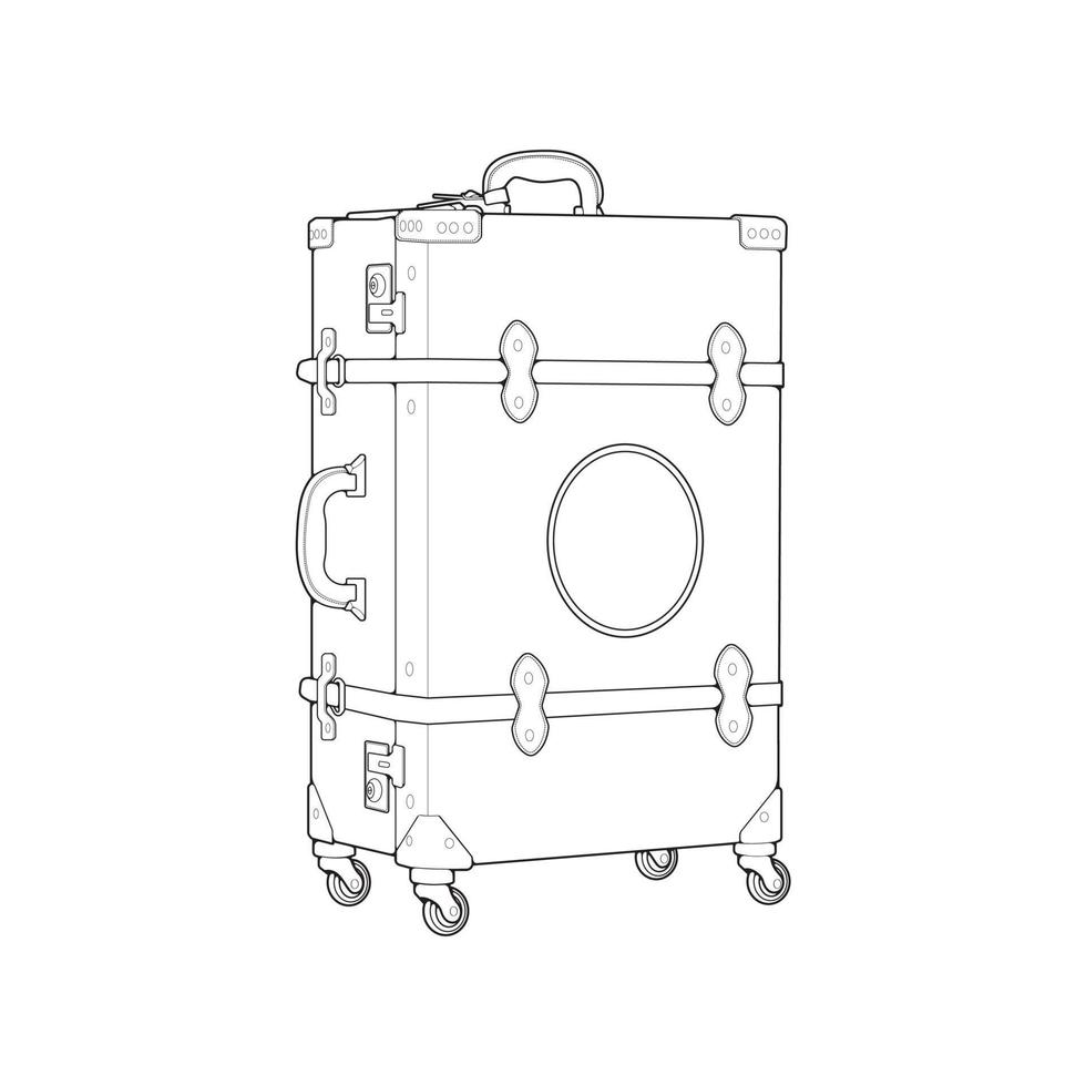 Suitcase isolated outline. Vector outline for coloring book. Vector illustration suitcase on white background.