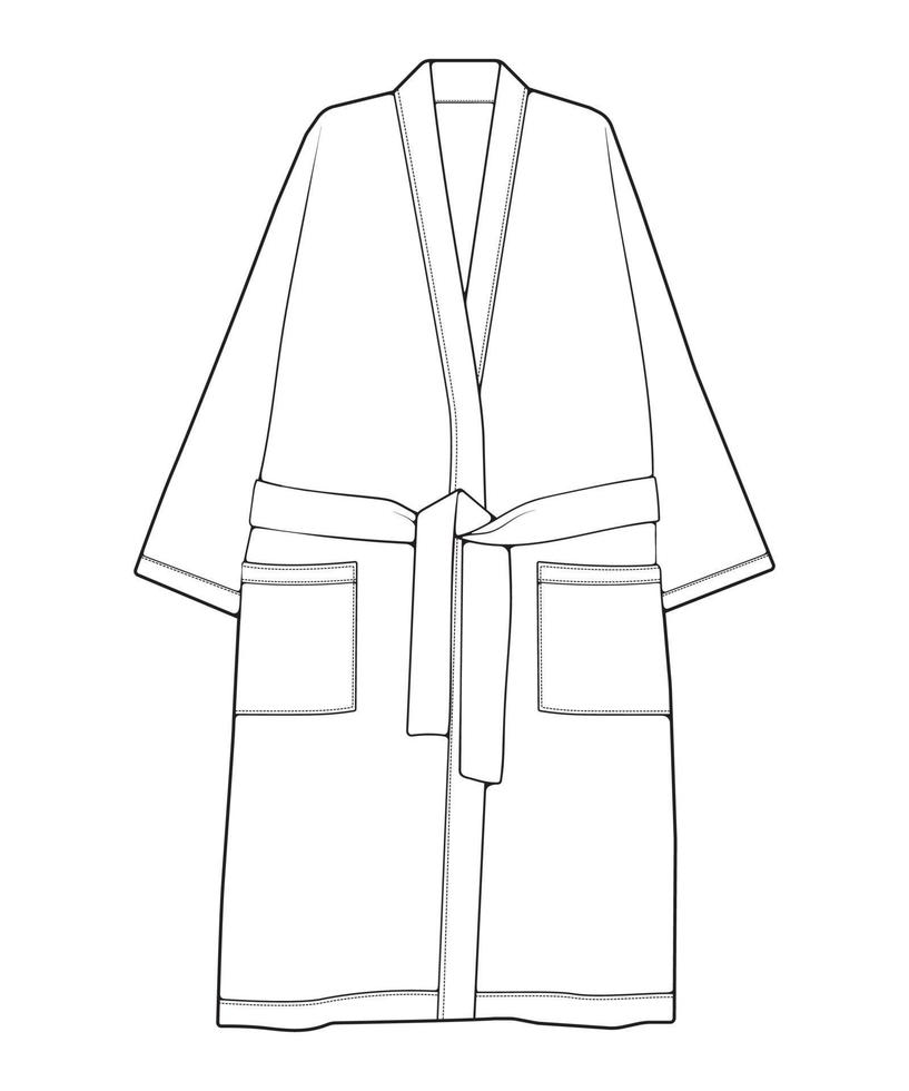 Bathrobe vector lineart .Outline vector bathrobe isolated on white background for coloring book.