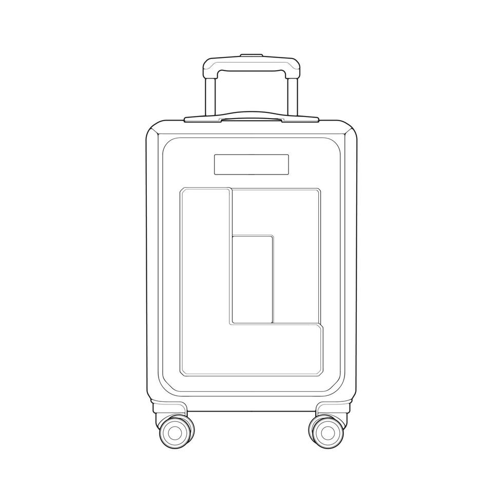 Suitcase isolated outline. Vector outline for coloring book. Vector illustration suitcase on white background.