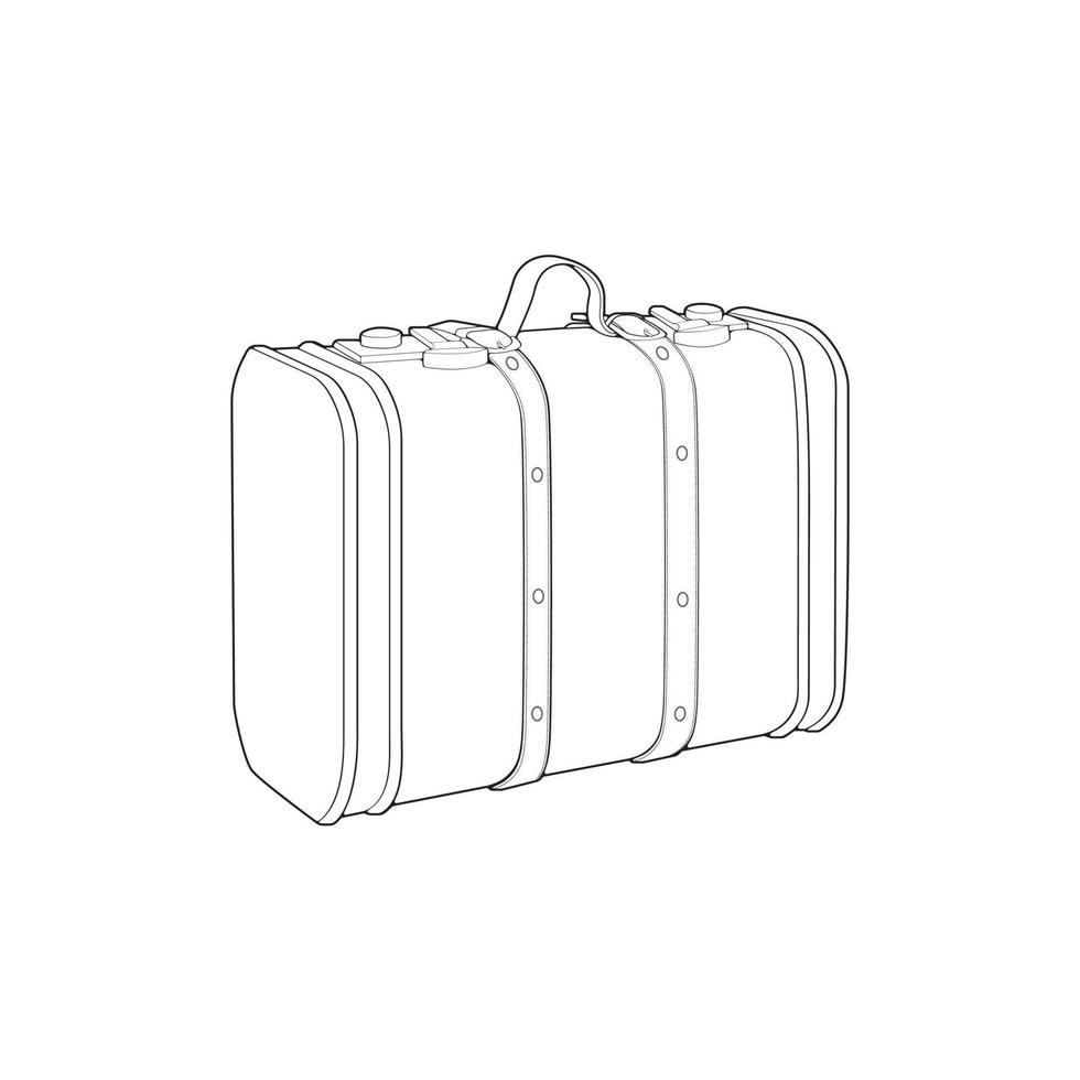 Suitcase isolated outline. Vector outline for coloring book. Vector illustration suitcase on white background.