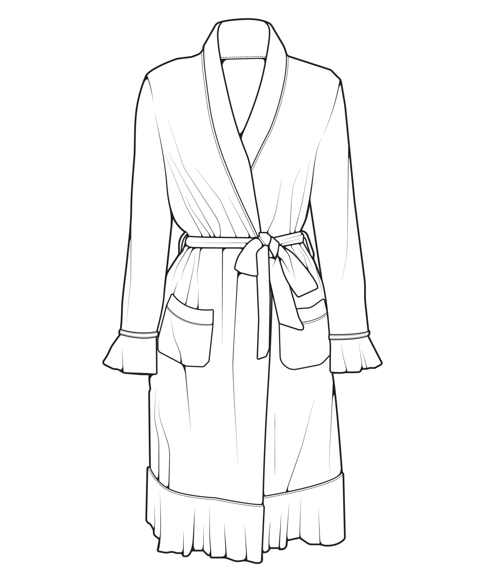 Bathrobe vector lineart .Outline vector bathrobe isolated on white