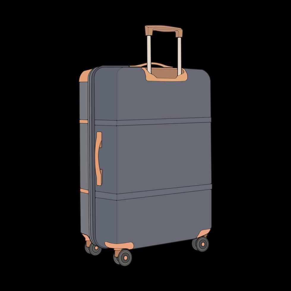 Isolated vector suitcase . Vector art for coloring book. Vector illustration suitcase on black background.