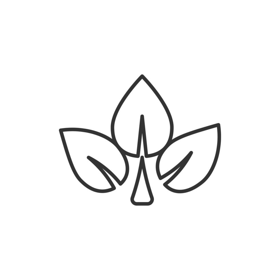 icono de hoja en estilo plano. ilustración de vector de planta sobre fondo blanco aislado. concepto de negocio de signo de flor.