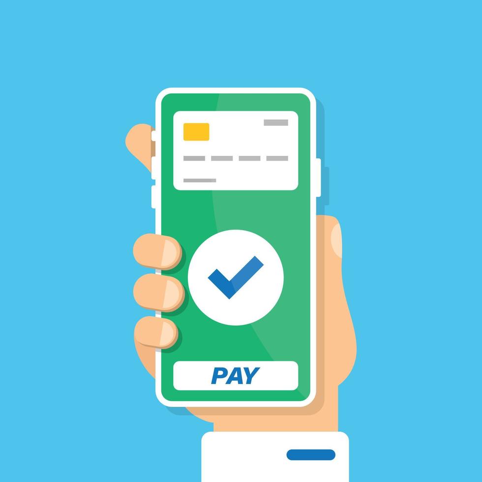 Mobile payment icon in flat style. Online shopping vector illustration on isolated background. NFC pay sign business concept.