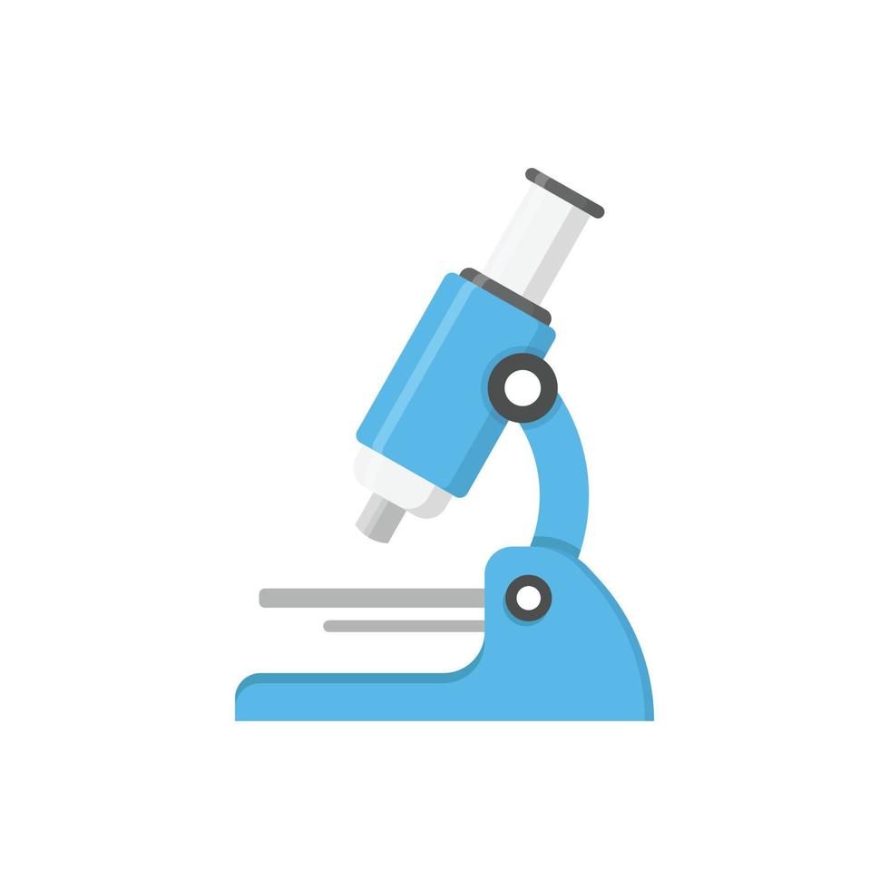 icono de microscopio en estilo plano. Ilustración de vector de lupa de laboratorio sobre fondo aislado. concepto de negocio de signo de instrumento de biología.