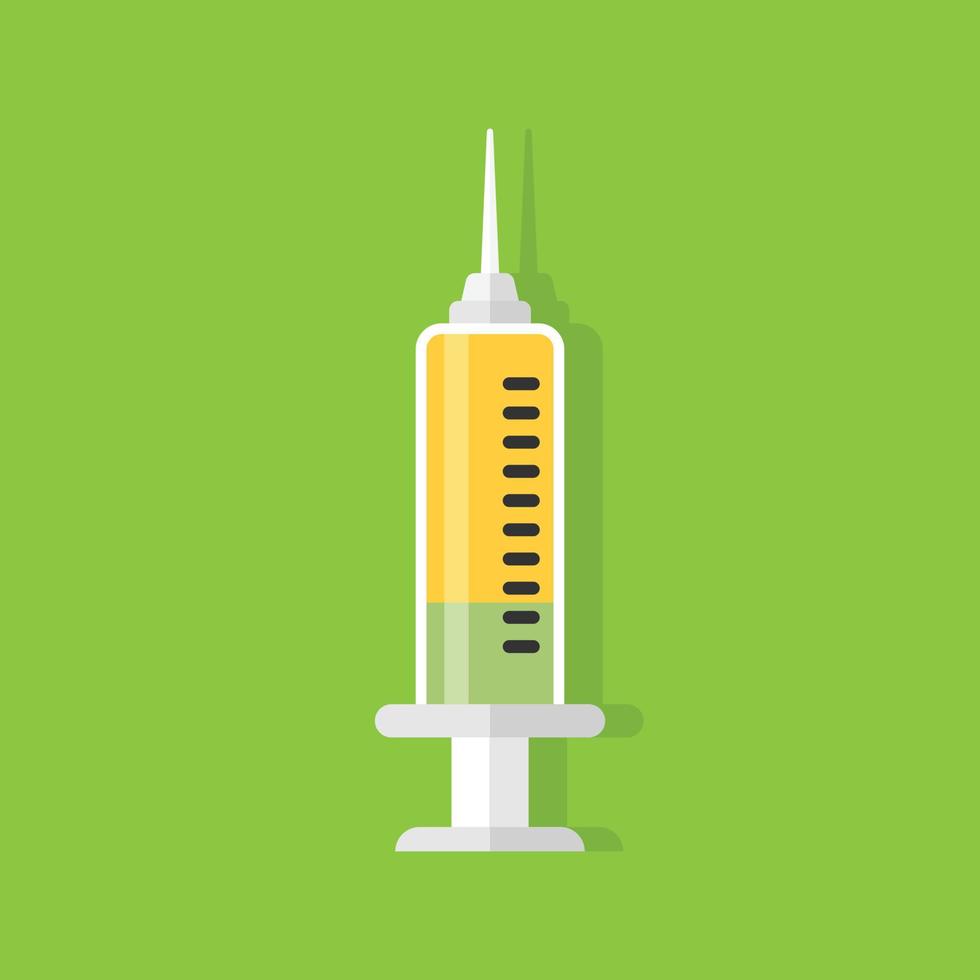 Syringe icon in flat style. Coronavirus vaccine inject vector illustration on isolated background. Covid-19 vaccination sign business concept.