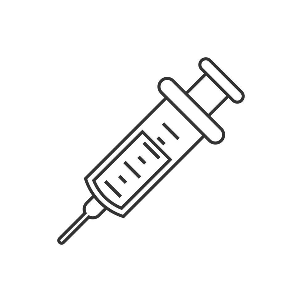 Syringe icon in flat style. Coronavirus vaccine inject vector illustration on isolated background. Covid-19 vaccination sign business concept.