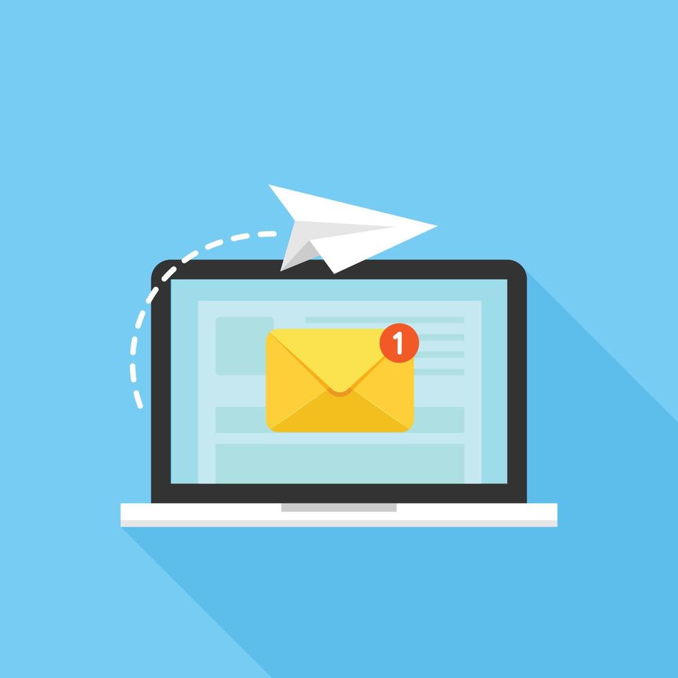 Email sending icon in flat style. Envelope receive vector illustration on isolated background. Mailbox notification sign business concept.