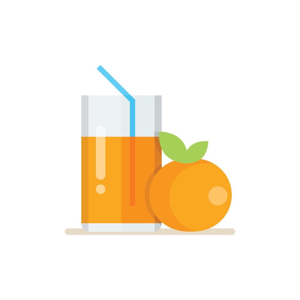 icono de jugo de naranja en estilo plano. Ilustración de vector de bebida de frutas sobre fondo aislado. concepto de negocio de signo de bebida cítrica.