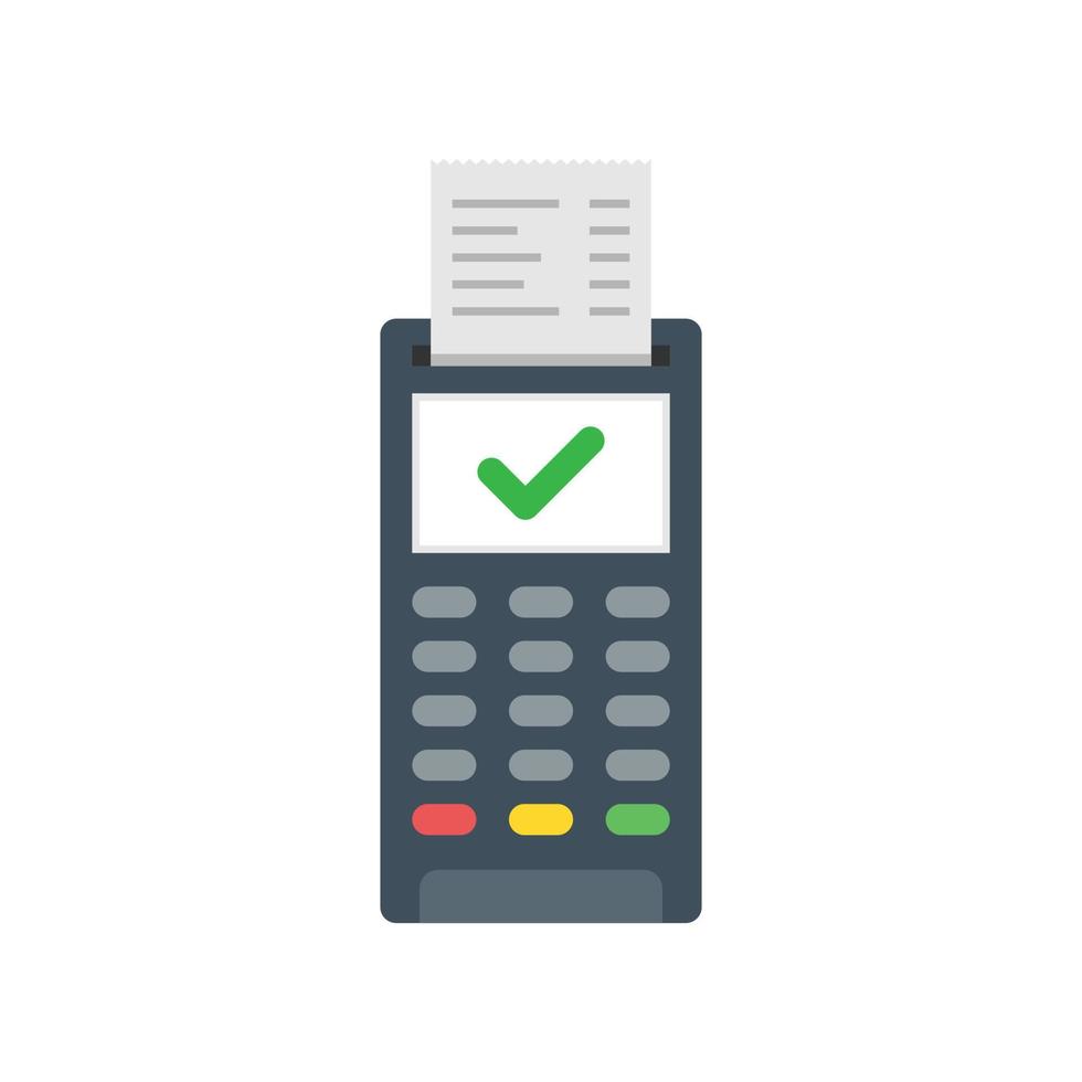 POS payment machine icon in flat style. Online payment vector illustration on isolated background. Banking transaction sign business concept.