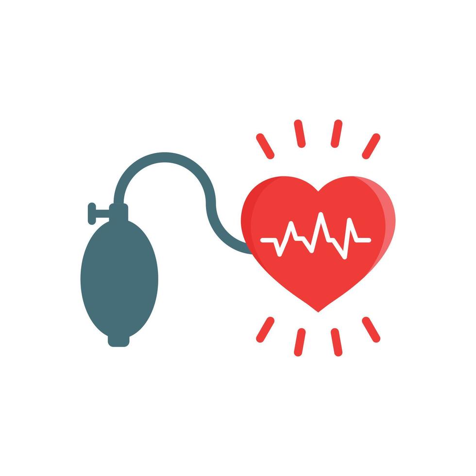 Arterial blood pressure icon in flat style. Heartbeat monitor vector ...