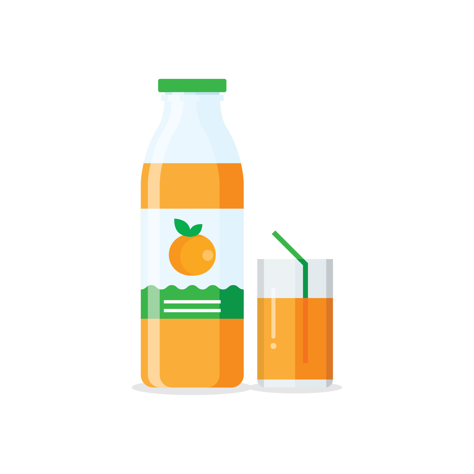 Orange juice icon in flat style. Fruit beverage vector illustration on isolated background