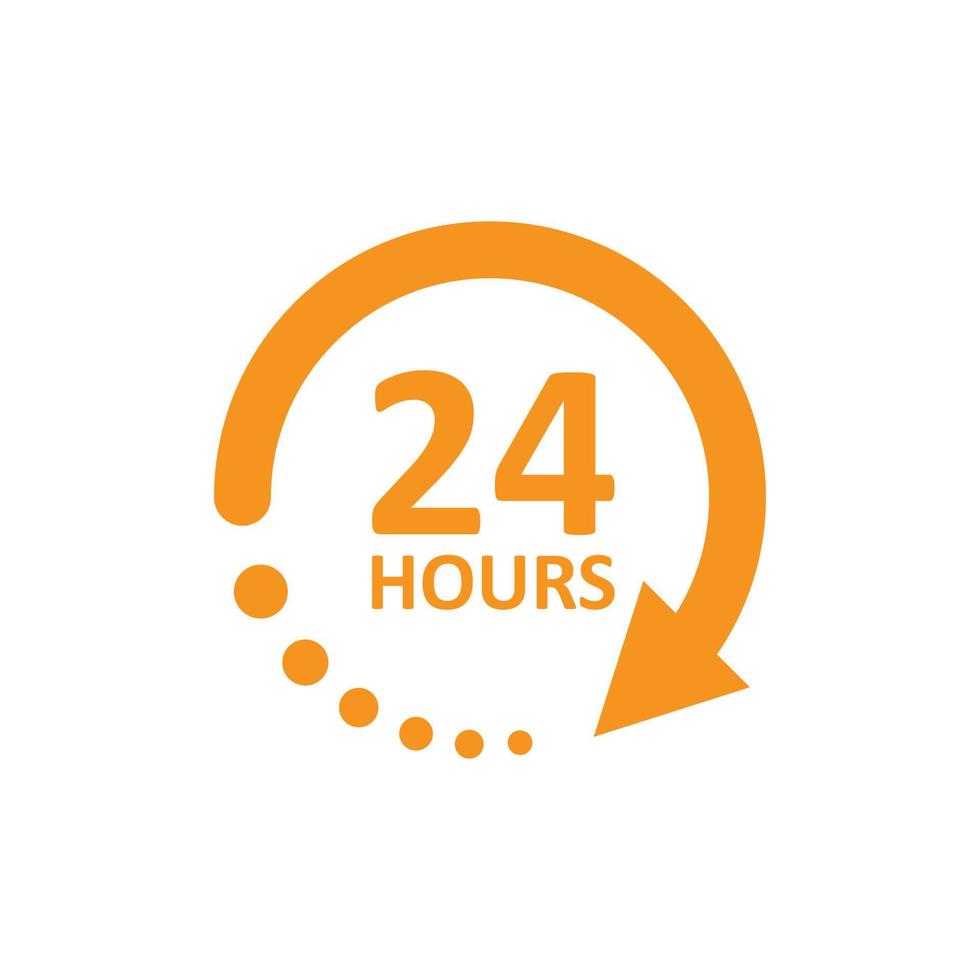 24 hours service icon in flat style. All day business and service vector illustration on isolated background. Quick service time sign business concept.