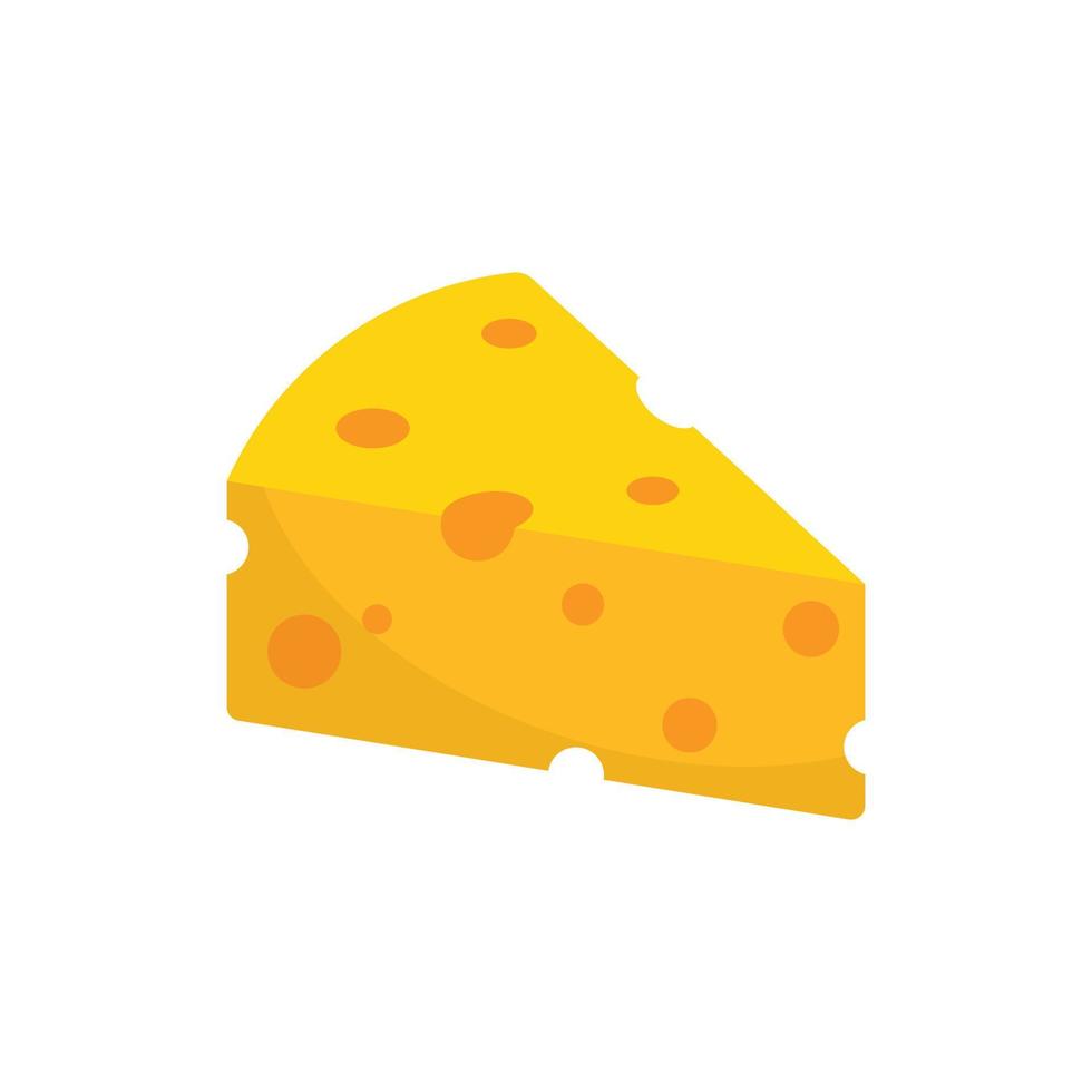 Cheese slice icon in flat style. Milk food vector illustration on isolated background. Breakfast sign business concept.