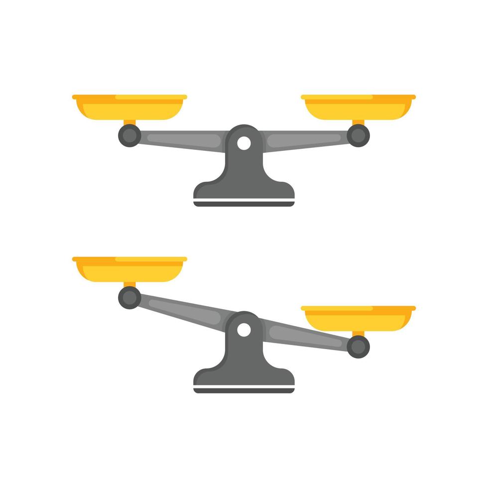 icono de escalas en estilo plano. ilustración de vector de libra sobre fondo aislado. concepto de negocio de signo de comparación masiva.