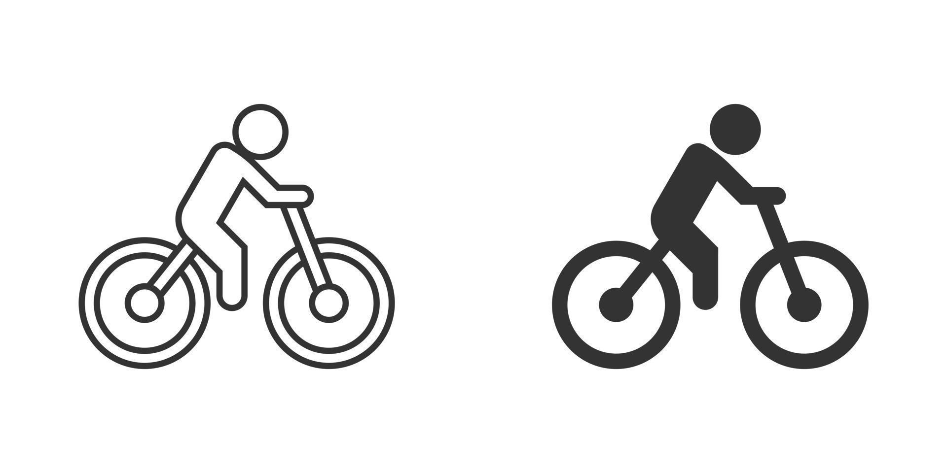 Bicycle icon in flat style. Bike with people vector illustration on white isolated background. Rider business concept.