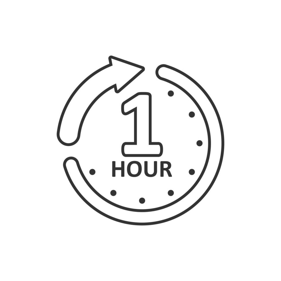 1 hour round timer or countdown icon Royalty Free Vector