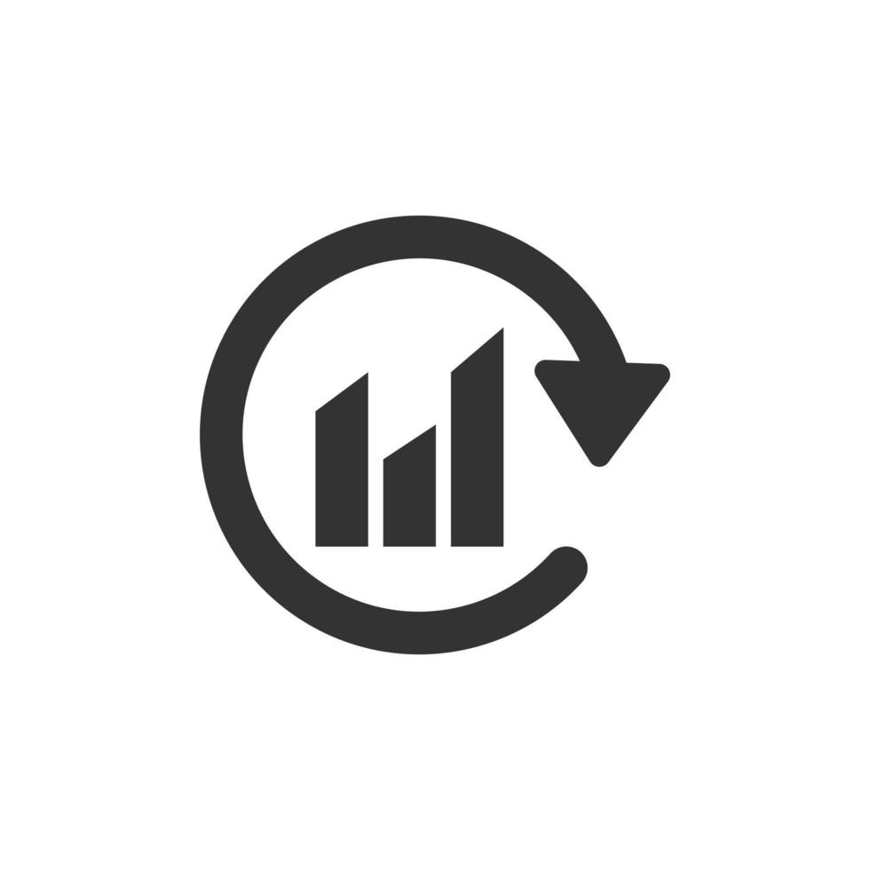 Graph arrow icon in flat style. Financial analytics vector illustration on white isolated background. Forecast sign business concept.