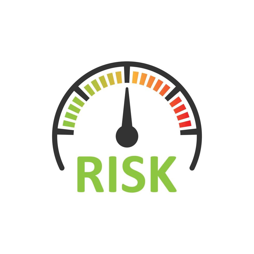 icono de medidor de riesgo en estilo plano. ilustración de vector de indicador de calificación sobre fondo blanco aislado. concepto de negocio de signo de nivel de combustible.