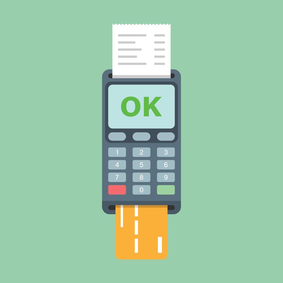 POS payment machine icon in flat style. Online payment vector illustration on isolated background. Banking transaction sign business concept.