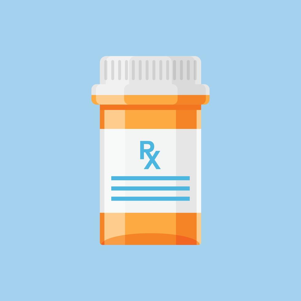 Pill bottle icon in flat style. Medical capsules vector illustration on white isolated background. Pharmacy sign business concept.