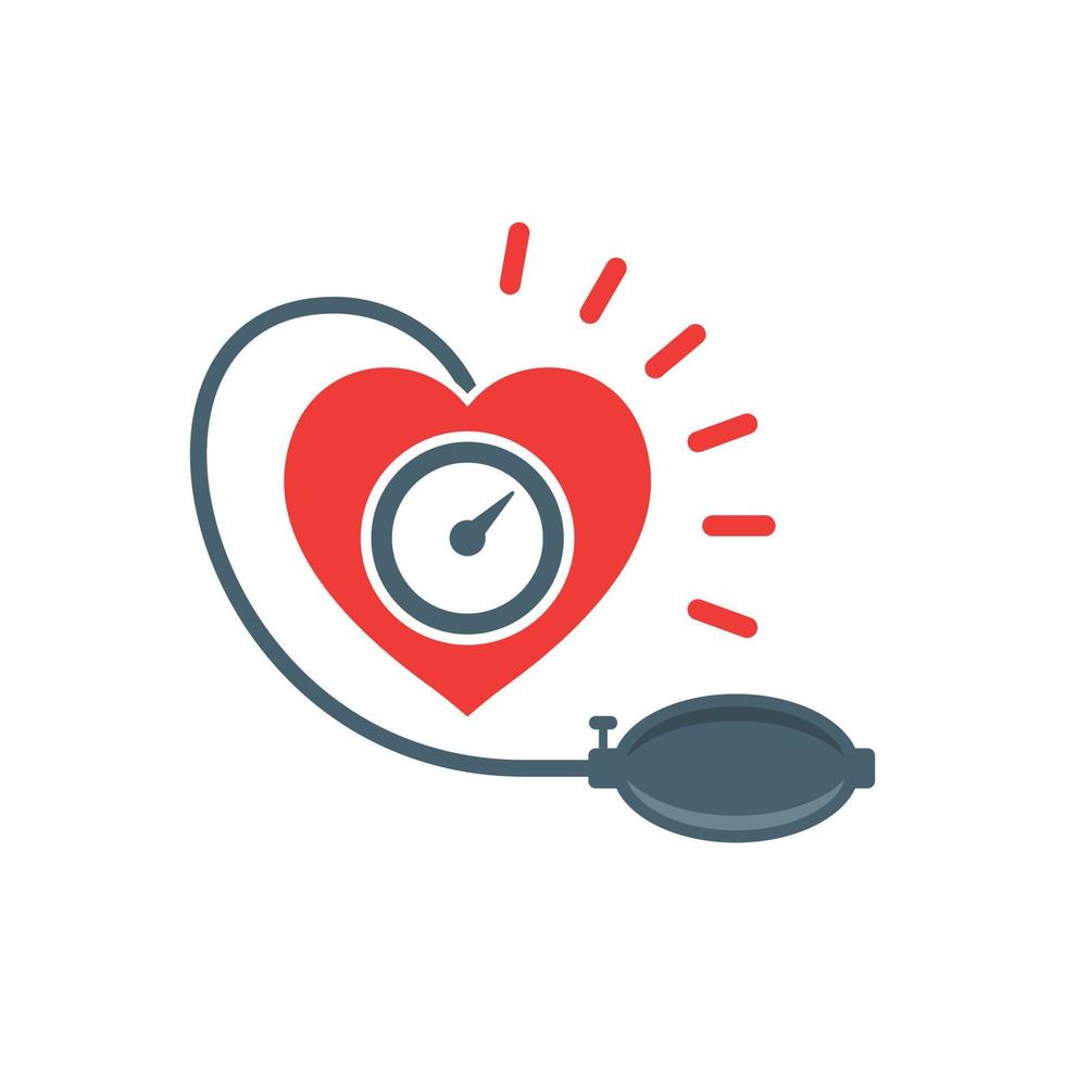 icono de presión arterial en estilo plano. Ilustración de vector de monitor de latido del corazón sobre fondo aislado. concepto de negocio de signo de diagnóstico de pulso.