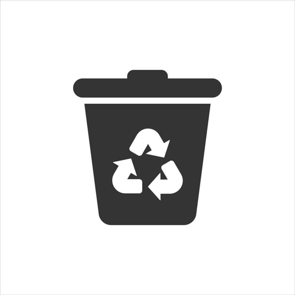 Garbage bin icon in flat style. Recycle vector illustration on white isolated background. Trash basket sign business concept.