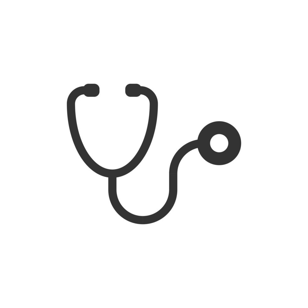 Stethoscope icon in flat style. Heart diagnostic vector illustration on isolated background. Medicine sign business concept.