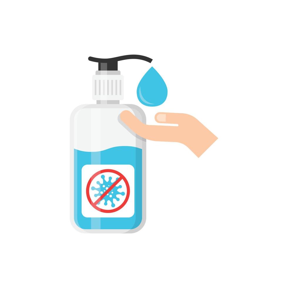 icono de desinfectante de manos en estilo plano. Ilustración de vector de botella antiséptica sobre fondo aislado. desinfectar el concepto de negocio de signo de gel.