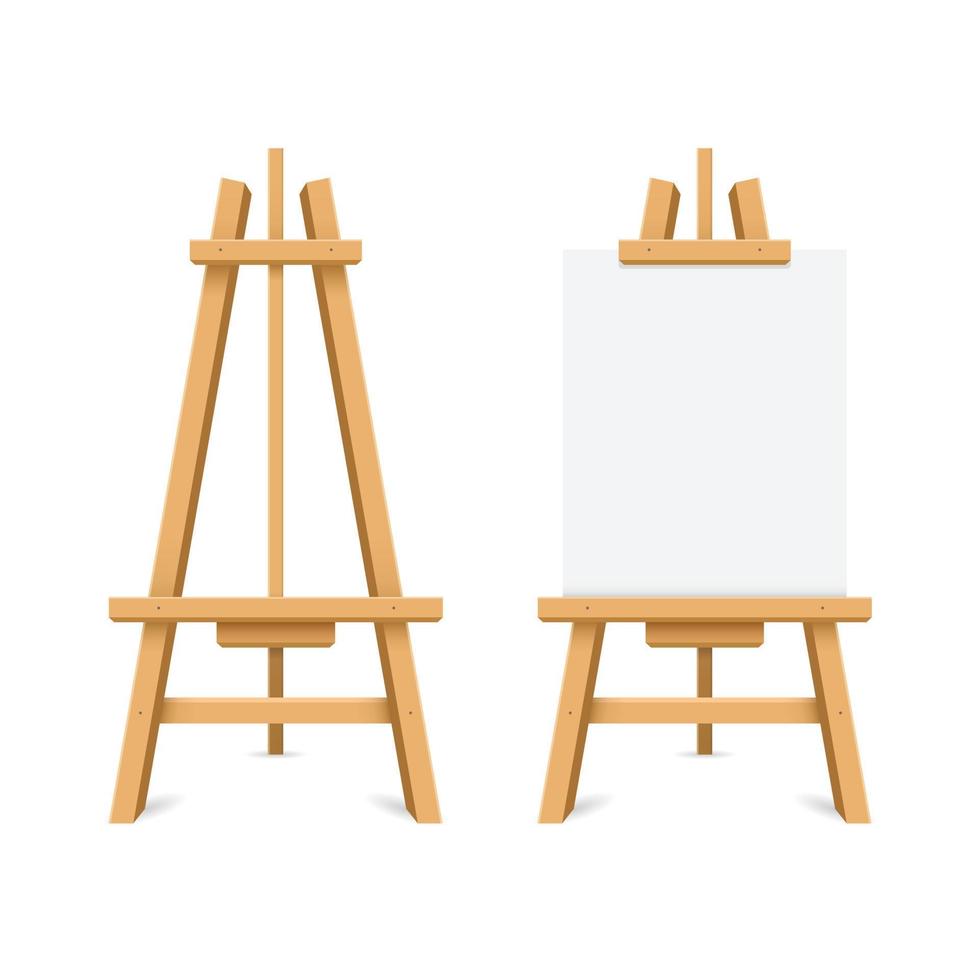 Paint desk icon in flat style. Easel vector illustration on isolated background. Painting panel sign business concept.