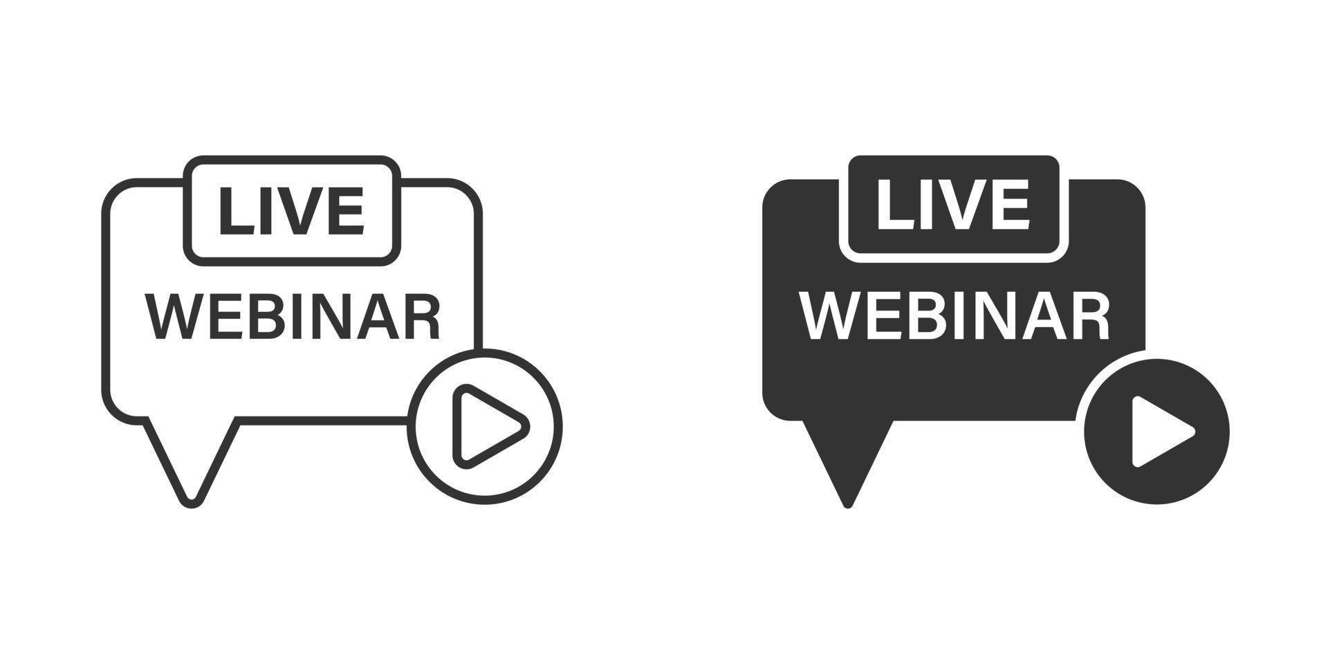 Live webinar icon in flat style. Online training vector illustration on isolated background. Conference stream sign business concept.