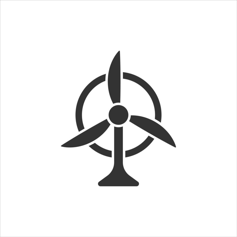 Wind power plant icon in flat style. Turbine vector illustration on white isolated background. Air energy sign business concept.